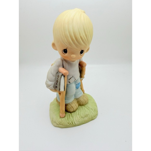 Precious Moments Other - Precious Moments "He Watches Over Us All" Boy Bible Crutches  1979/E-3105
